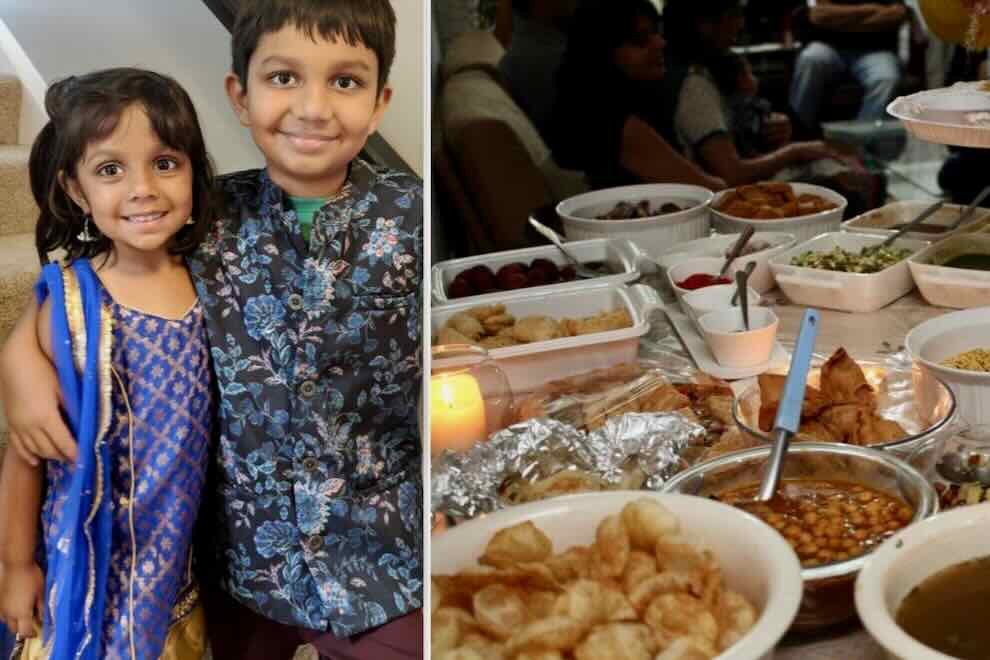 Children and food for celebrating Diwali