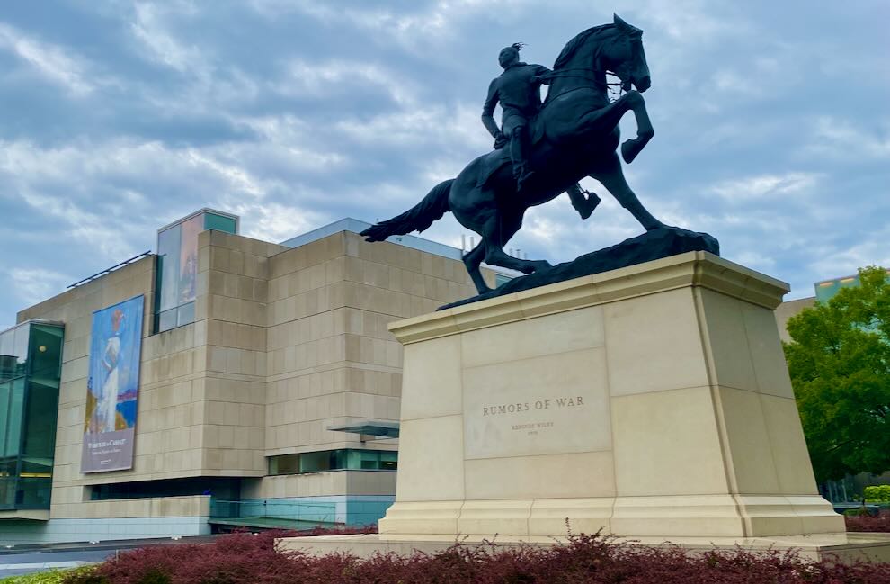 Rumors of War statue in front of VMFA