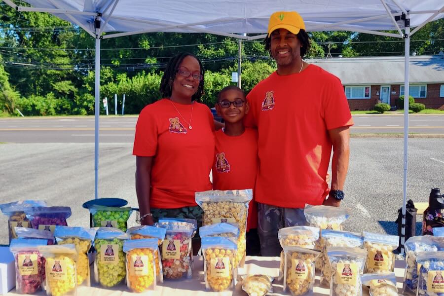 How One Kid’s Love of LEGOs Launched a Popcorn Business Kai Bear popcorn founders - the Walkers: son and parents