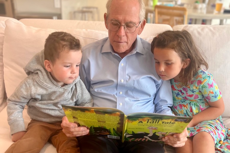 9 Ways to Create Lasting Bonds with Grandparents through Books author Scott Sollers with his grandkids