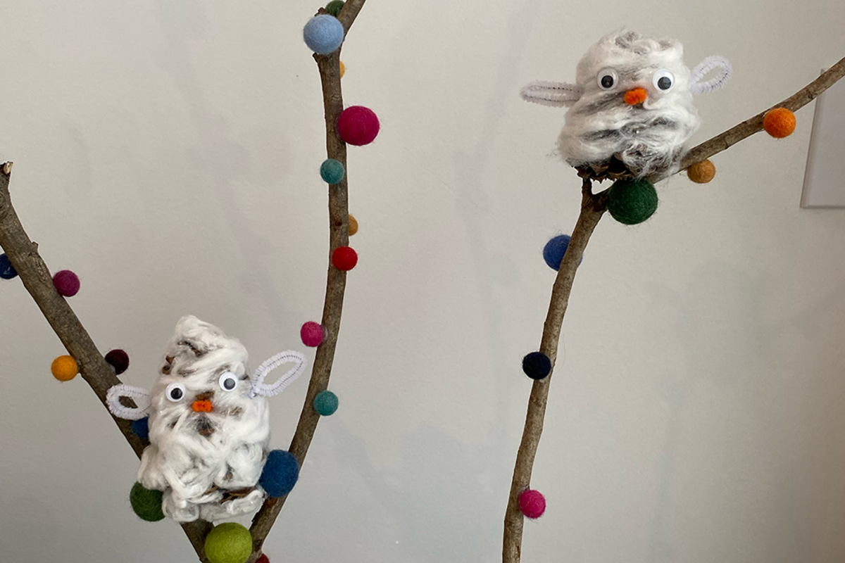 Snowy Pine Cone Owls Kids Can Do - Snowy Owl