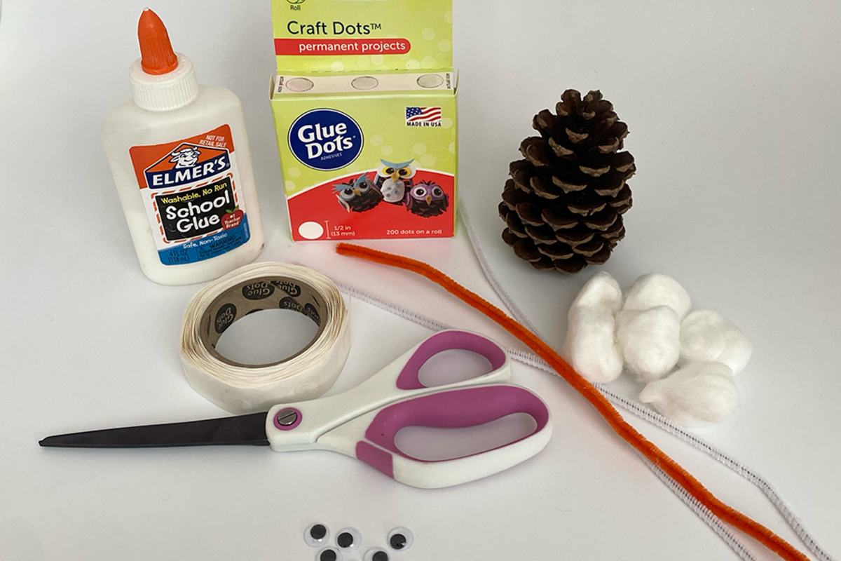 Kids Can Do - Make Snowy Pine Cone Owls with these materials