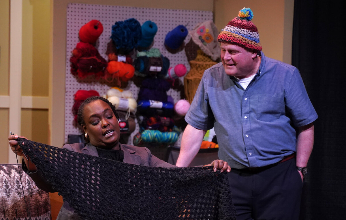 “Cross Stitch Bandits” is the Relatable and Quirky World-Premiere That Explores Family Two actors onstage for Cross Stitch Bandits
